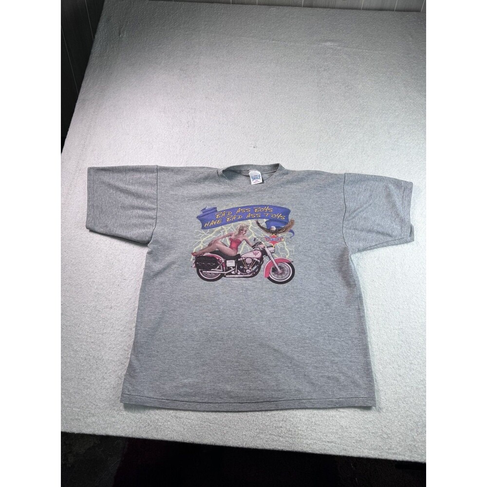 Vintage Carolina Smile T-Shirt Men's Large Gray Bad Ass Boys Rebel Rider